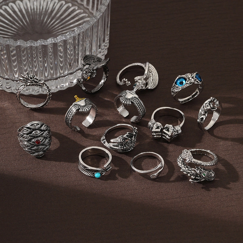 Wholesale Hip-hop Style Trendy Retro Zinc Alloy Open Adjustable Ring