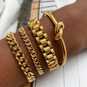 Wholesale Hip-hop Titanium Steel Golden Bracelets