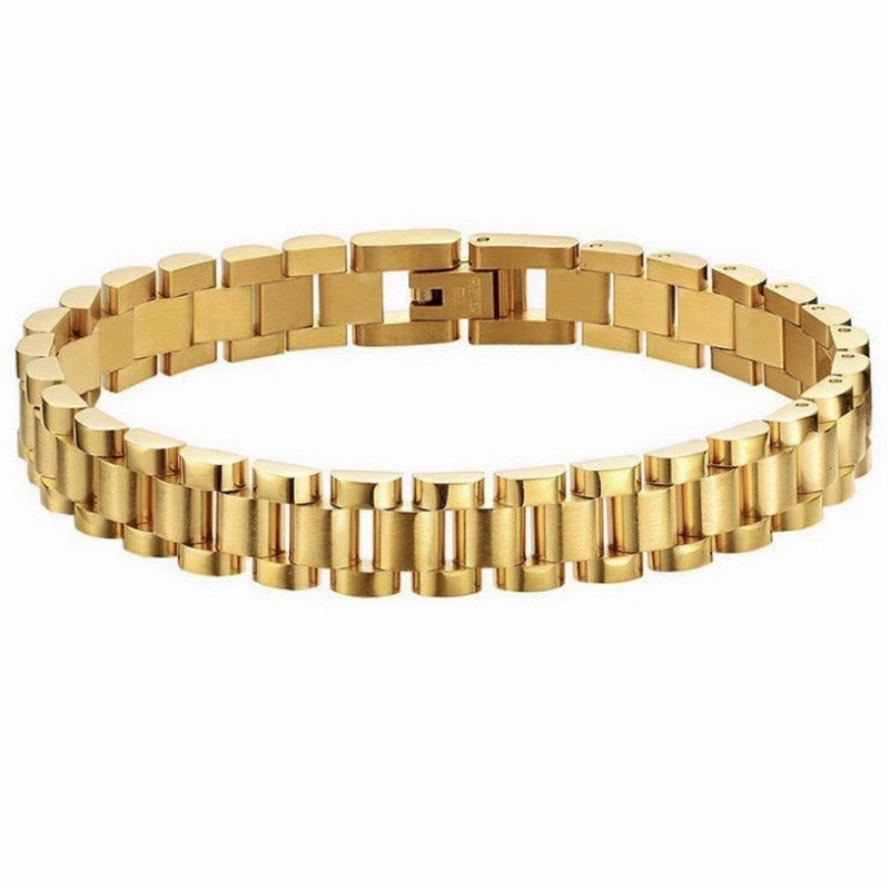 Wholesale Hip-hop Titanium Steel Golden Bracelets