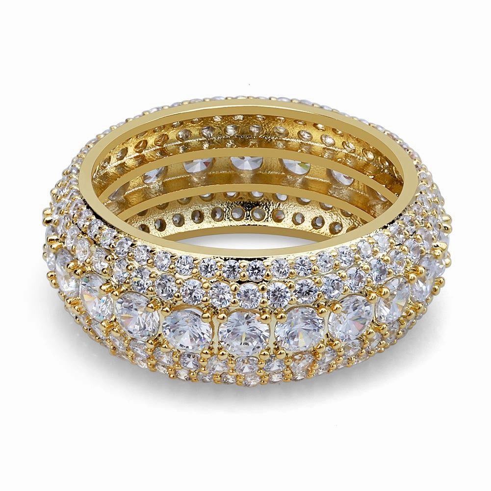 Wholesale Hiphop micro inlaid five-row full zircon ring