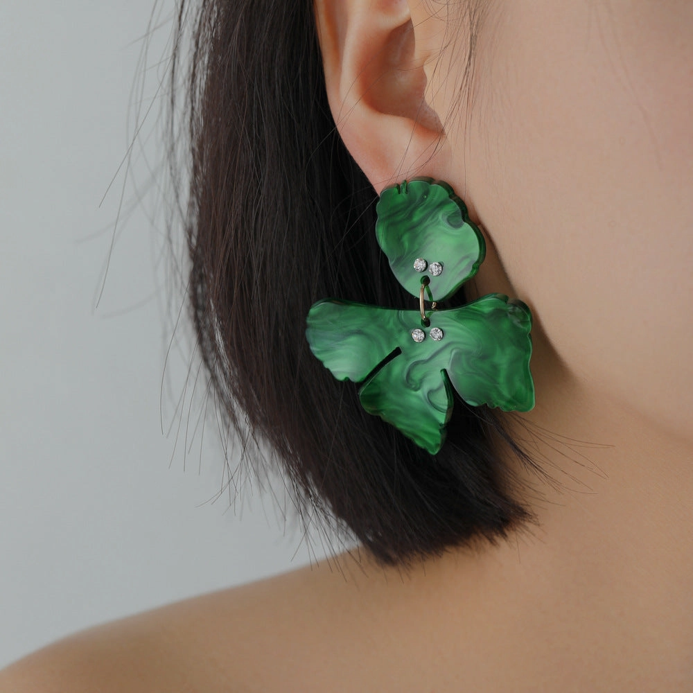 Wholesale Holiday Exaggerated Clover Resin Earrings