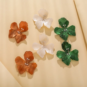 Wholesale Holiday Exaggerated Clover Resin Earrings