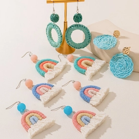 Wholesale Holiday Tassels Rainbow Alloy Earrings