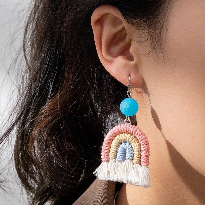Wholesale Holiday Tassels Rainbow Alloy Earrings