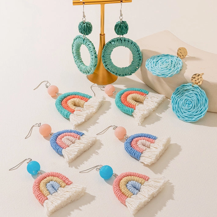 Wholesale Holiday Tassels Rainbow Alloy Earrings