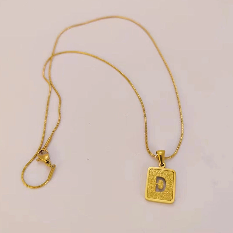 Wholesale Hollow 26 English Letter Titanium Steel Necklace