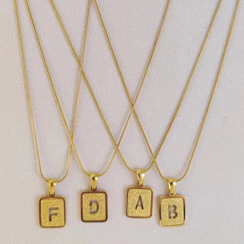 Wholesale Hollow 26 English Letter Titanium Steel Necklace