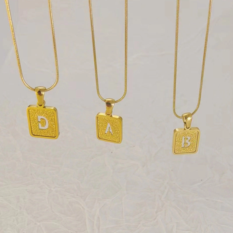 Wholesale Hollow 26 English Letter Titanium Steel Necklace