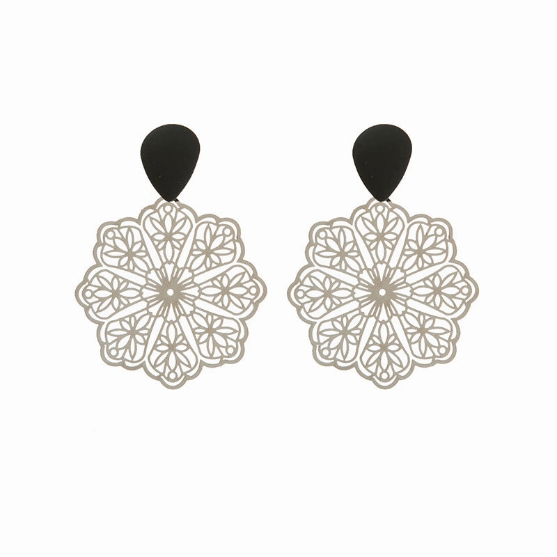 Wholesale Hollow Butterfly Contrast Color Metal Earrings