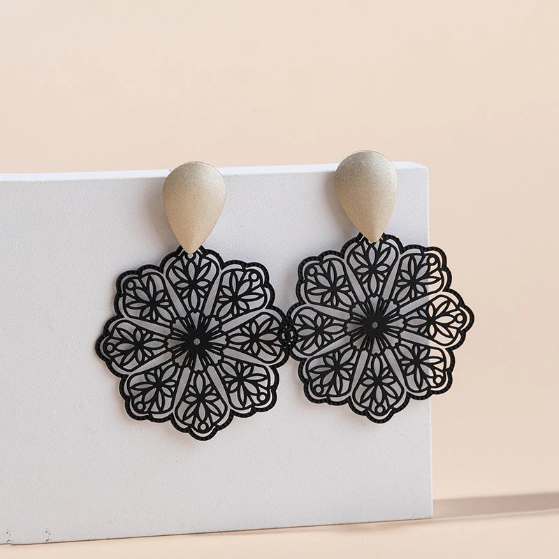 Wholesale Hollow Butterfly Contrast Color Metal Earrings