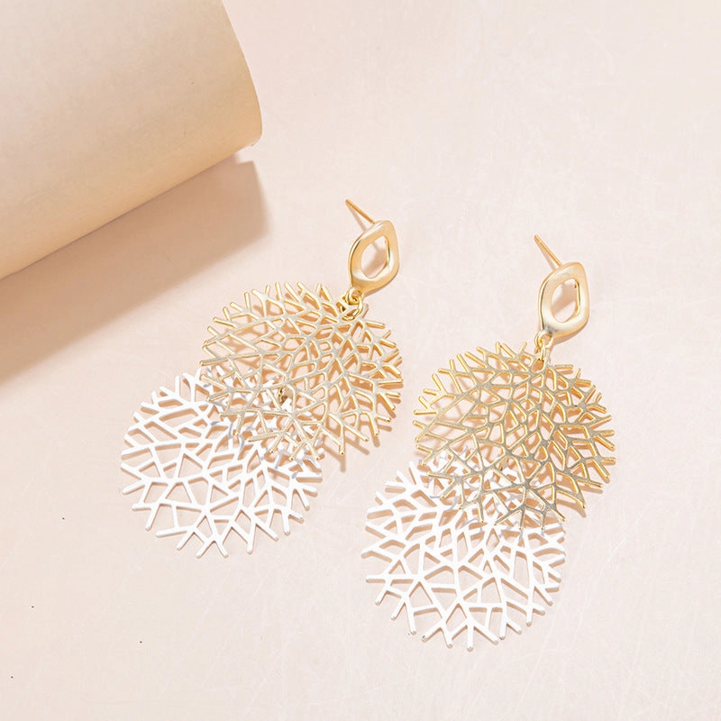 Wholesale Hollow Butterfly Contrast Color Metal Earrings