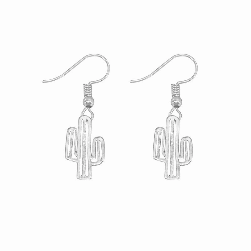 Wholesale Hollow Cactus Alloy Earrings