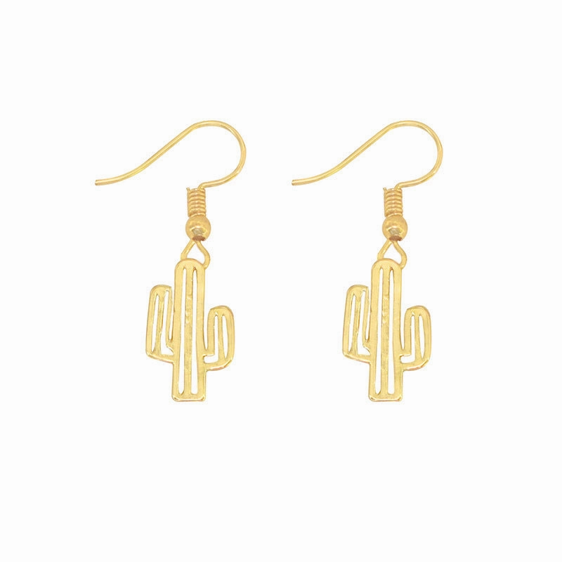 Wholesale Hollow Cactus Alloy Earrings