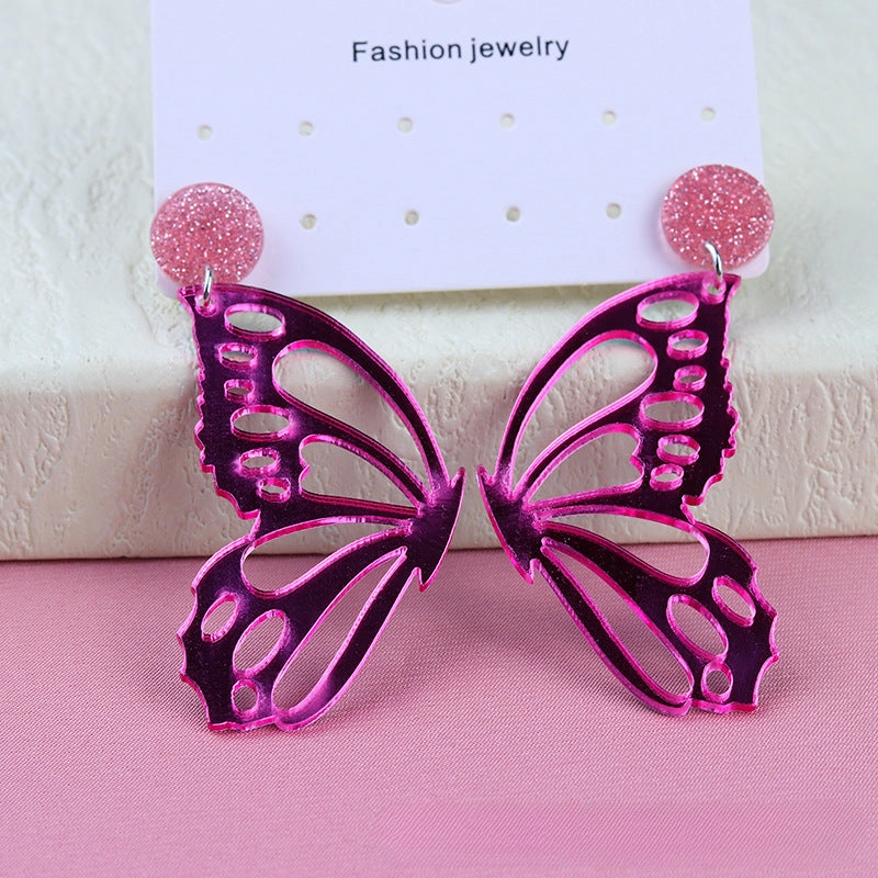Wholesale Hollow Colorful Butterfly Acrylic Earrings