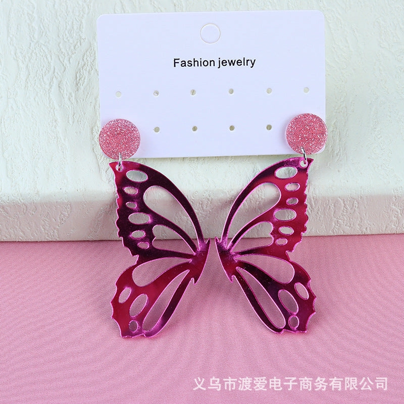 Wholesale Hollow Colorful Butterfly Acrylic Earrings