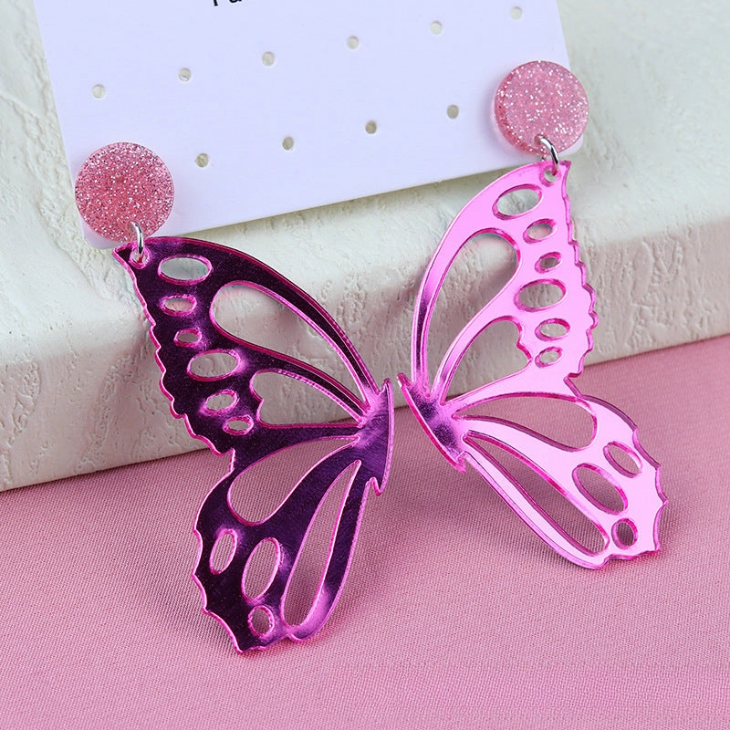 Wholesale Hollow Colorful Butterfly Acrylic Earrings