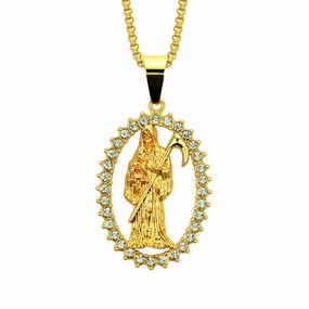 Wholesale Hollow Diamond Portrait Pendant Trendy Men Hiphop Street Dance Alloy Necklace