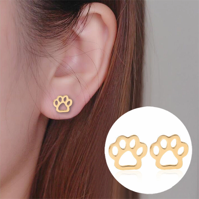 Wholesale Hollow Dog Paw Cat Paw Earrings