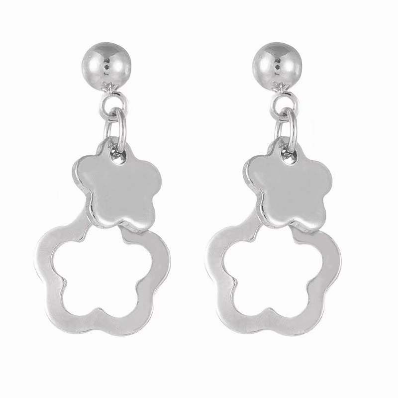 Wholesale Hollow Flower 925 Silver Needle Alloy Earrings