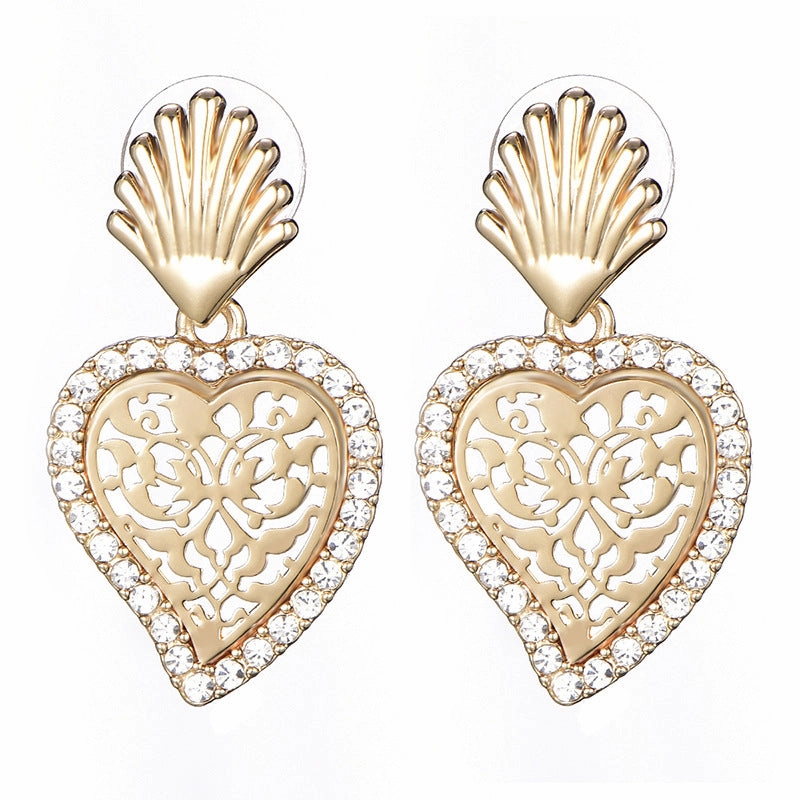 Wholesale Hollow Heart Alloy Earrings