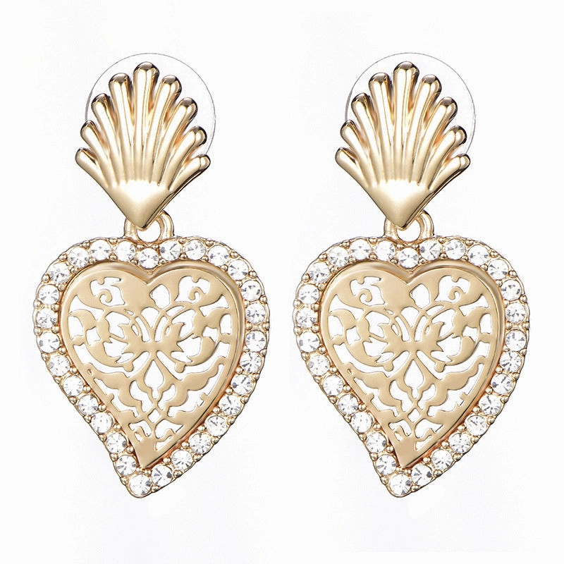 Wholesale Hollow Heart Alloy Earrings