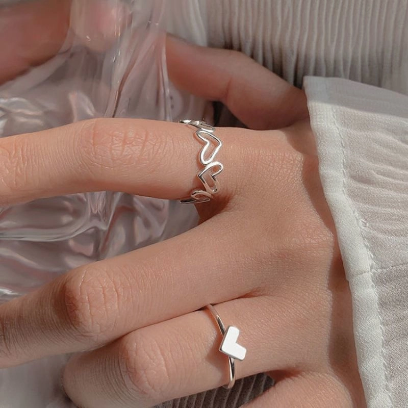 Wholesale Hollow Heart Alloy Set Rings