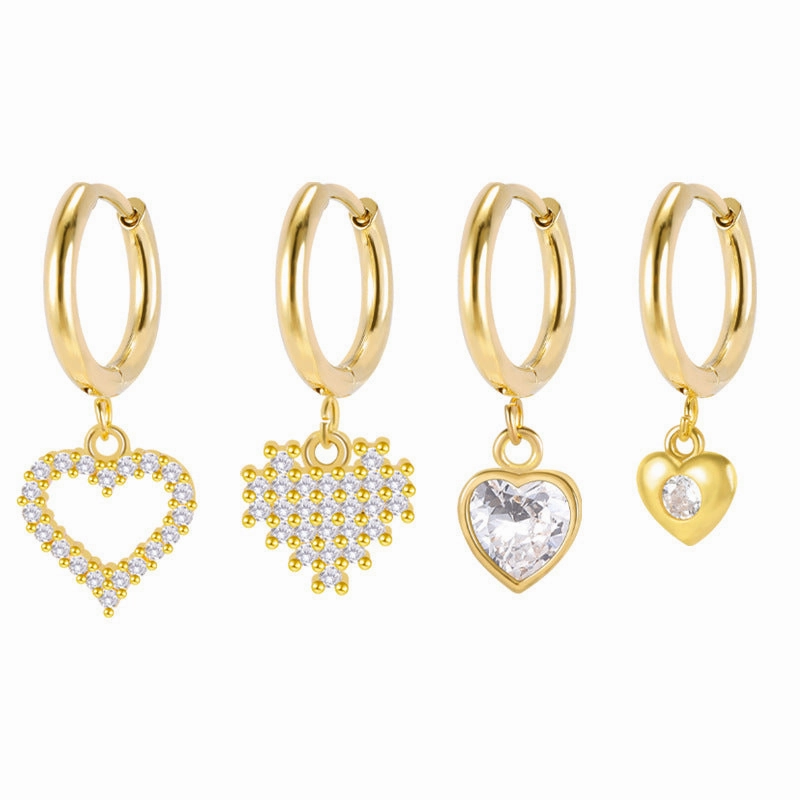 Wholesale Hollow Heart Earrings Copper