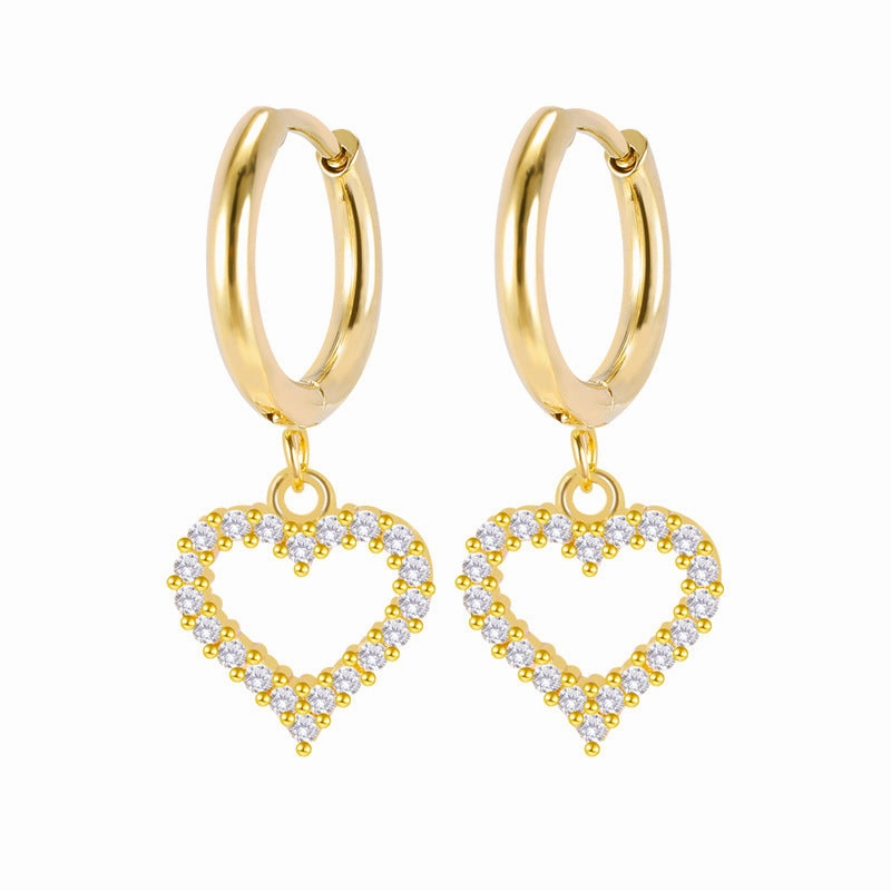 Wholesale Hollow Heart Earrings Copper