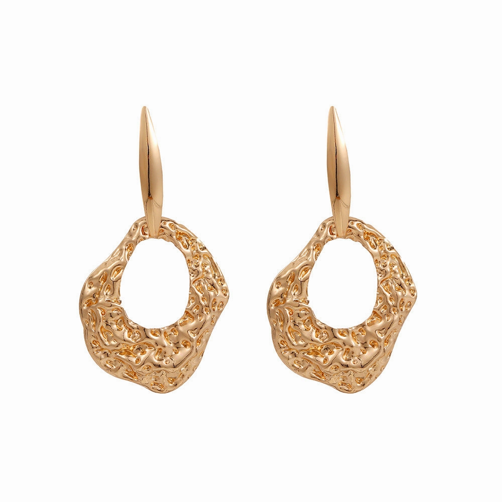 Wholesale Hollow Irregular Hammer Metal Earrings