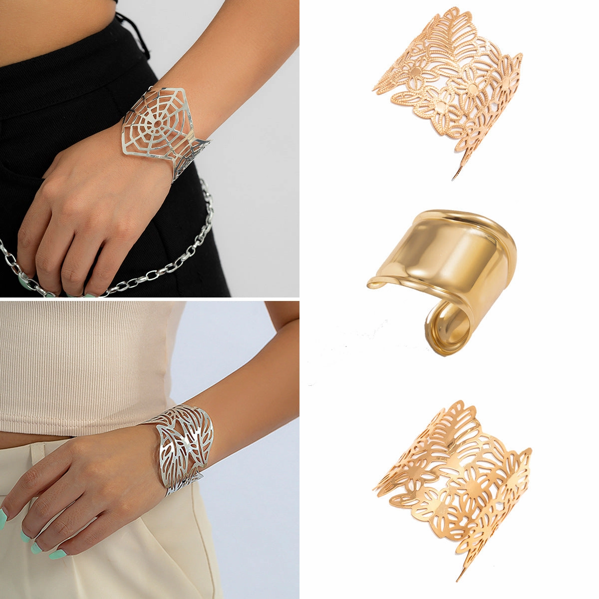 Wholesale Hollow Leaf Metal Bracelet