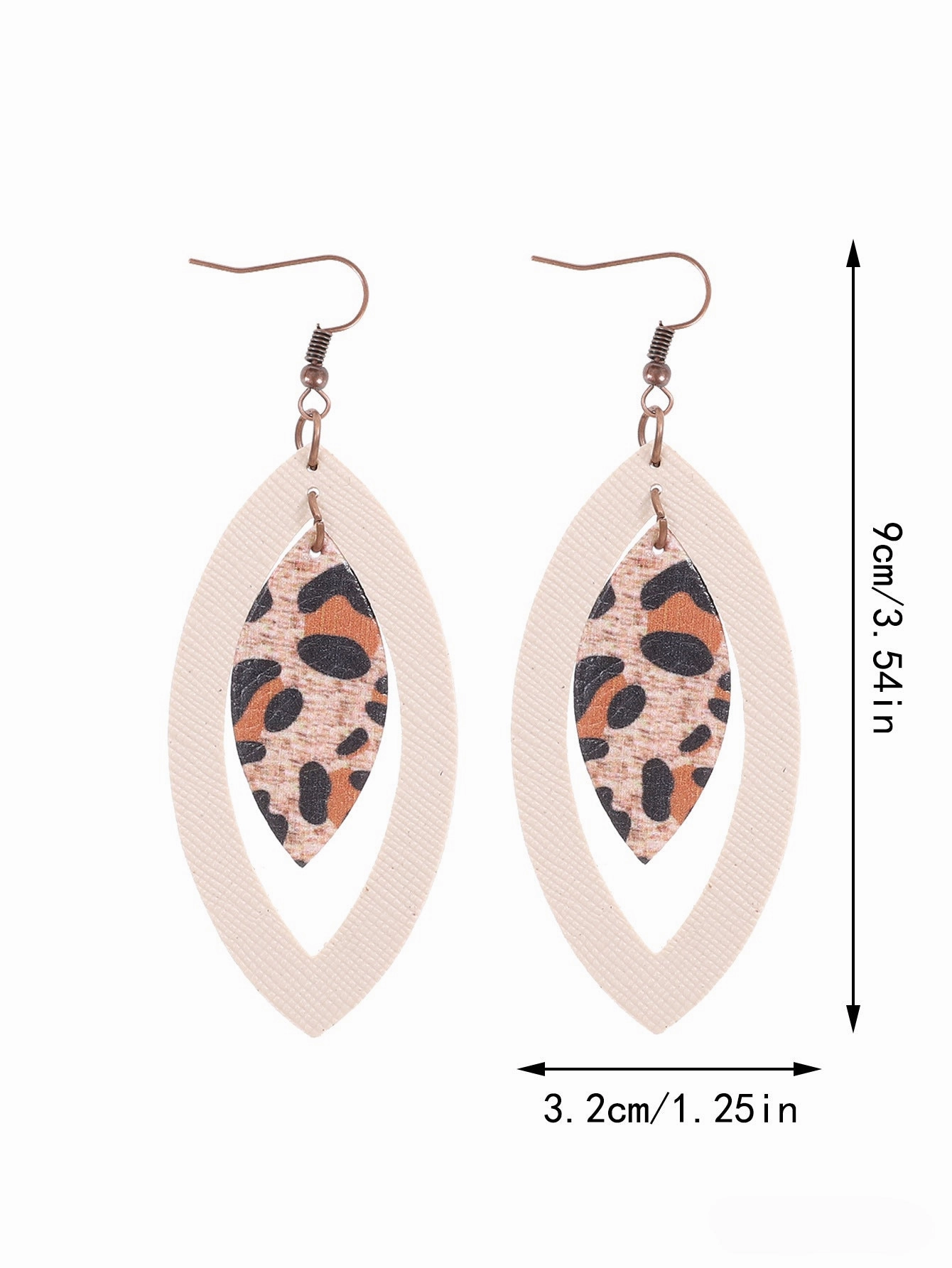 Wholesale Hollow Leopard Drop Leather Earrings