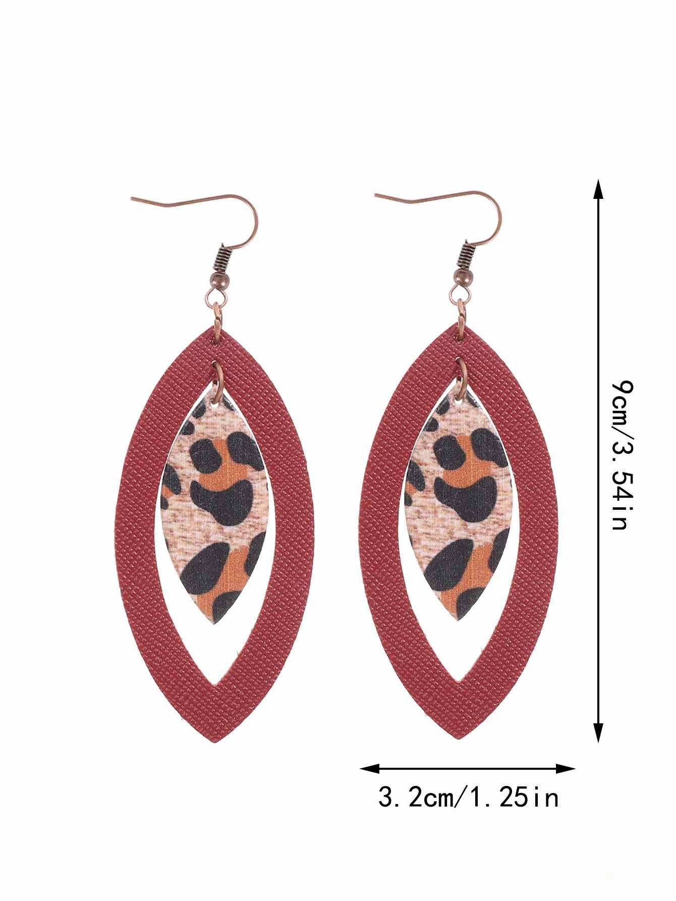 Wholesale Hollow Leopard Drop Leather Earrings