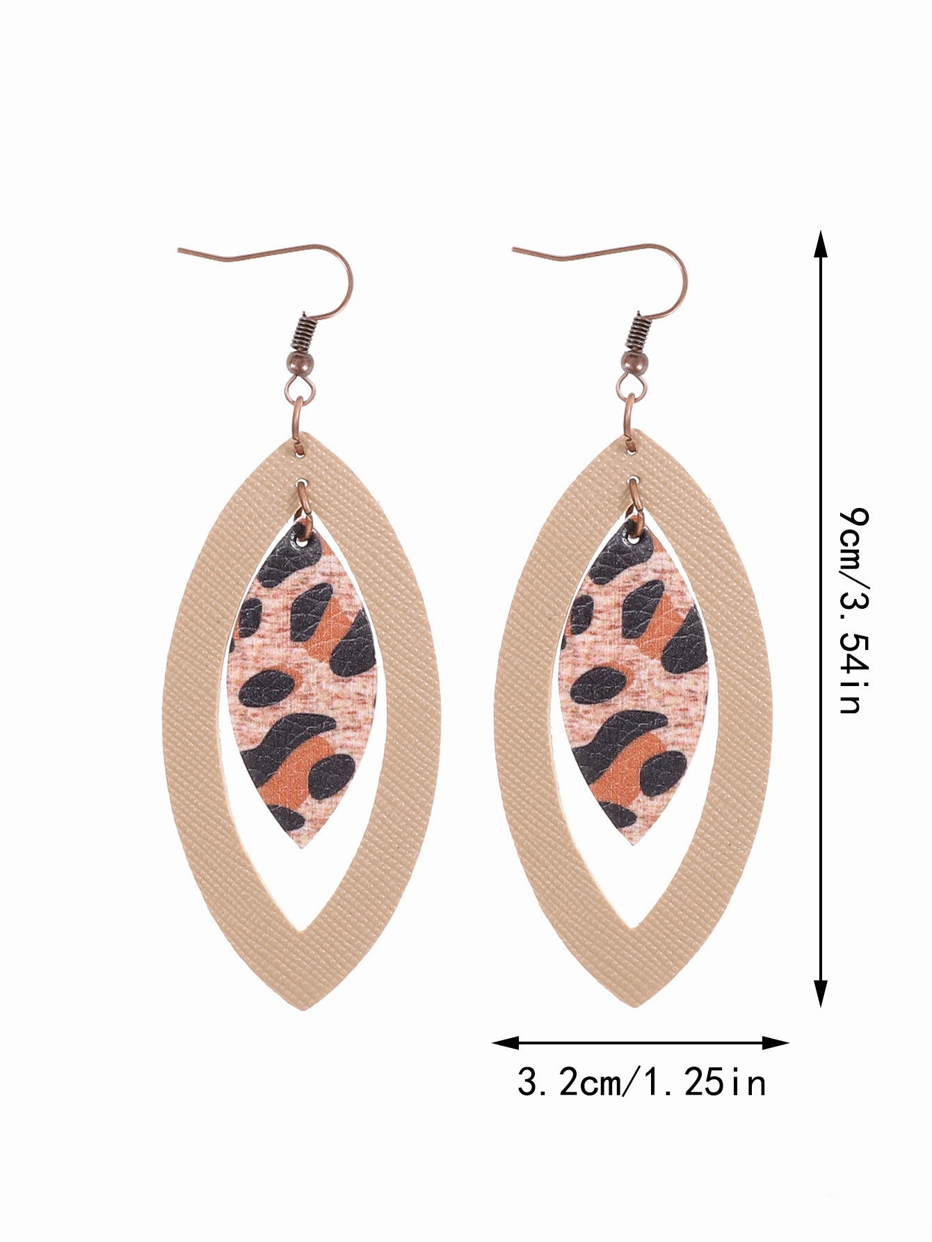 Wholesale Hollow Leopard Drop Leather Earrings