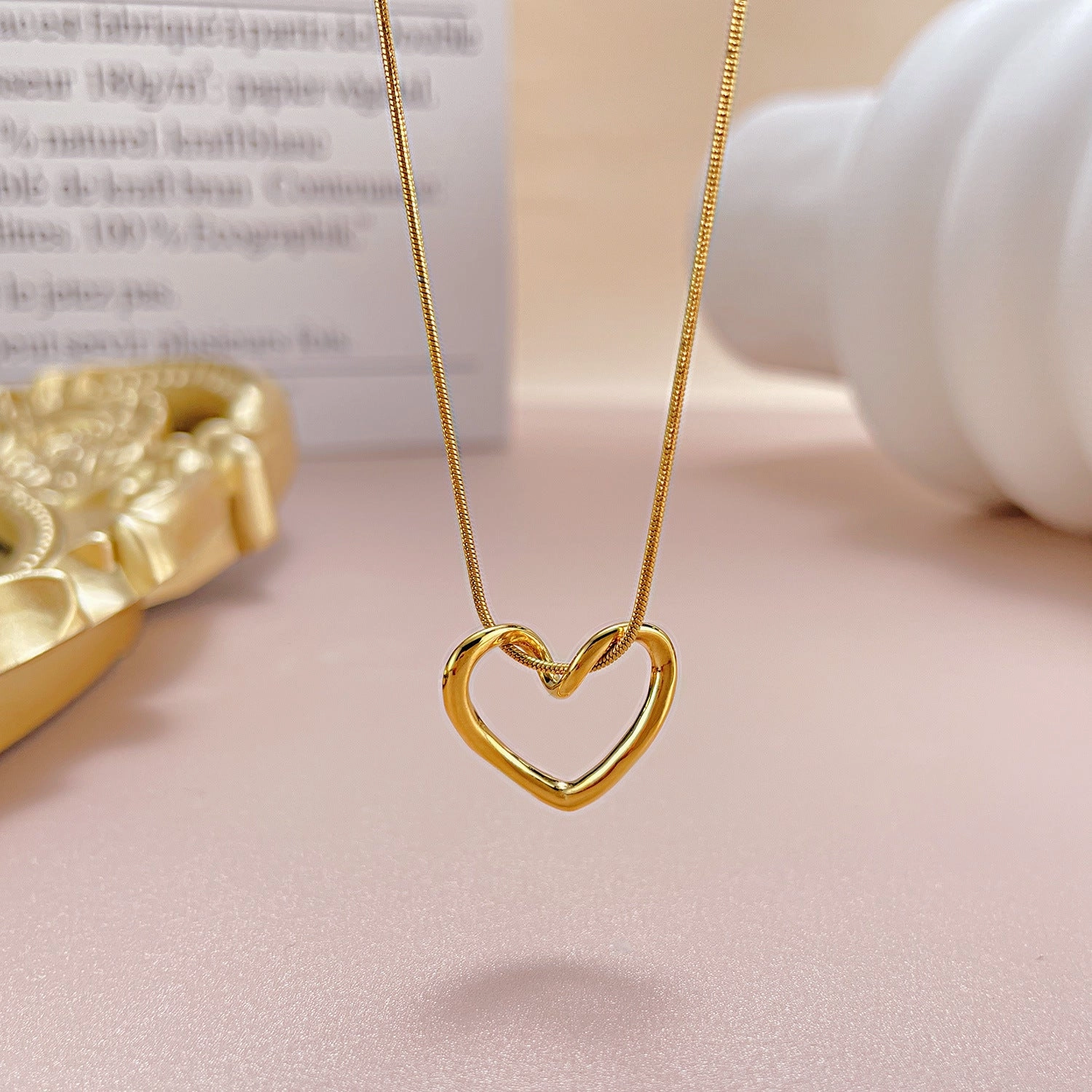 Wholesale Hollow Love Titanium Steel Necklace Clavicle Chain