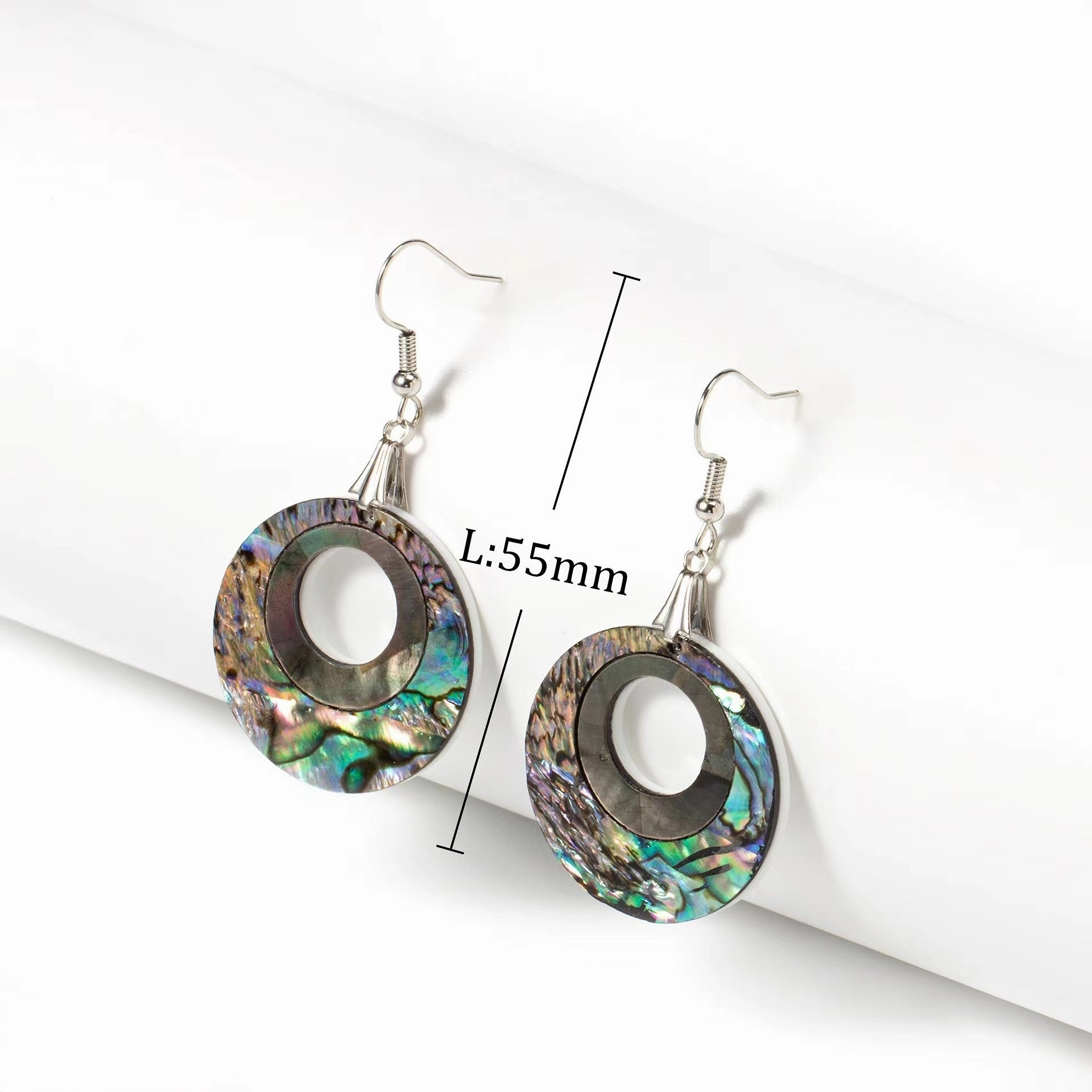 Wholesale Hollow Out Circle Abalone Shell Earrings