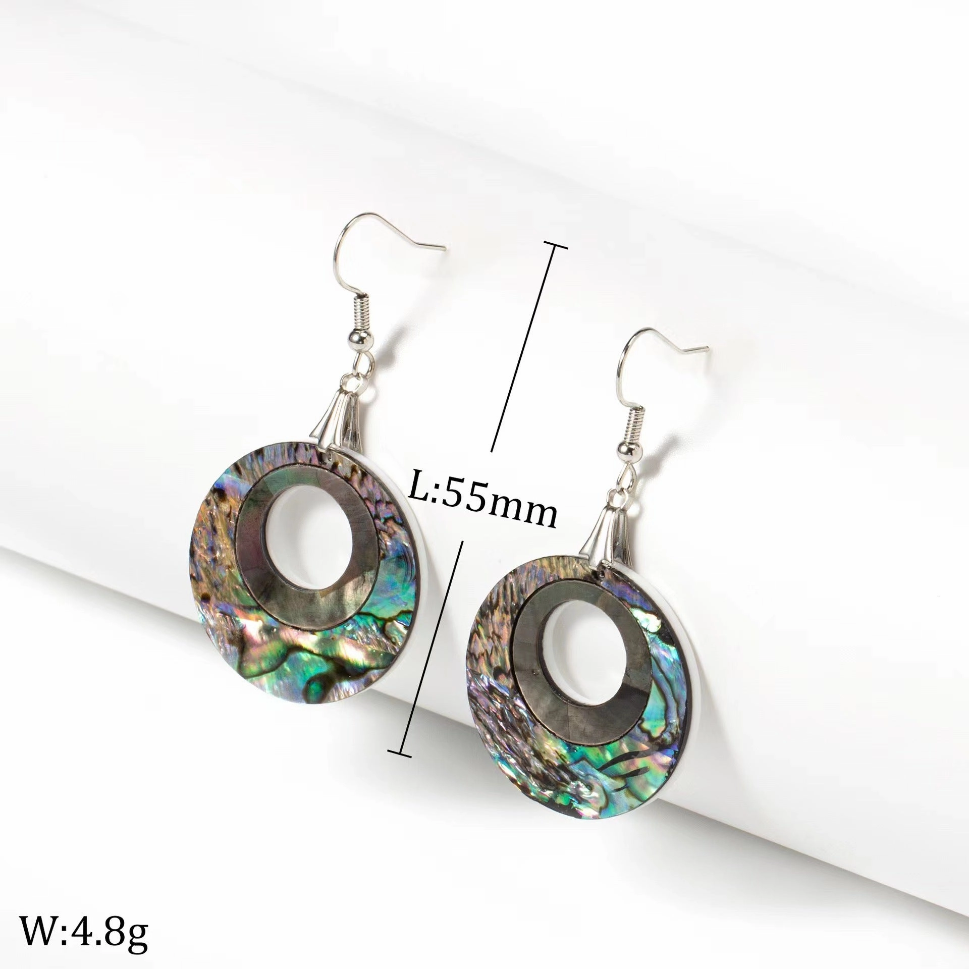Wholesale Hollow Out Circle Abalone Shell Earrings