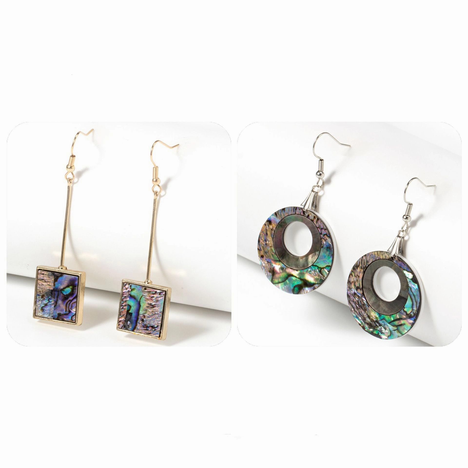 Wholesale Hollow Out Circle Abalone Shell Earrings