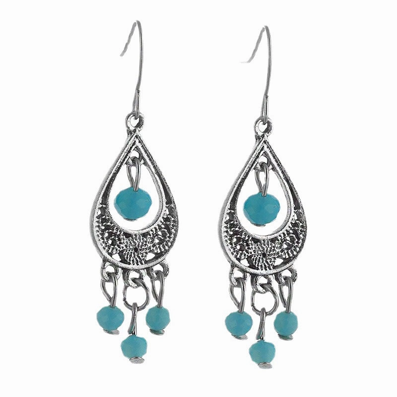 Wholesale Hollow Out Droplet Turquoise Alloy Earrings