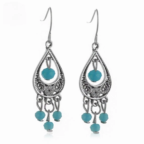 Wholesale Hollow Out Droplet Turquoise Alloy Earrings