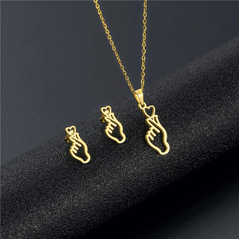 Wholesale Hollow Palm Necklace Earring Set