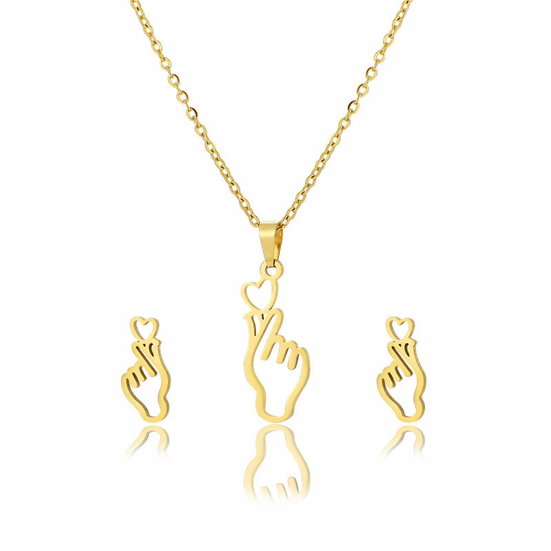 Wholesale Hollow Palm Necklace Earring Set