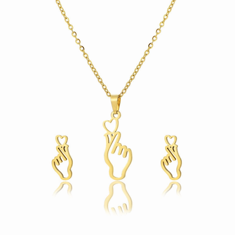 Wholesale Hollow Palm Necklace Earring Set