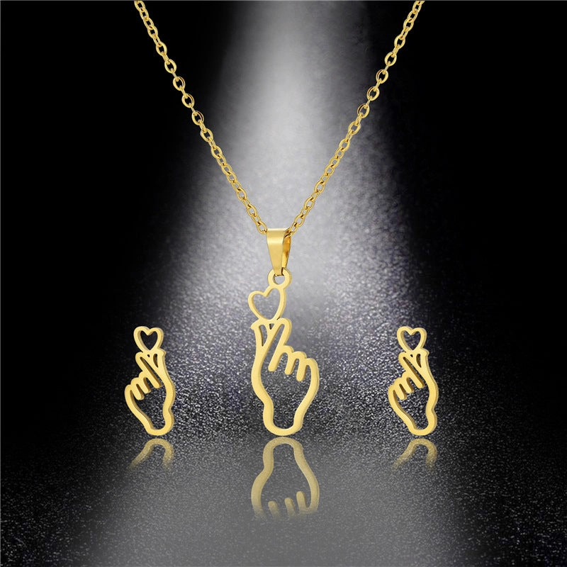 Wholesale Hollow Palm Necklace Earring Set