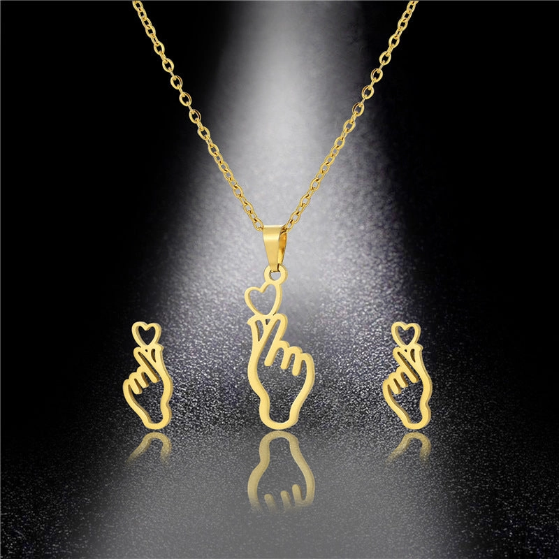 Wholesale Hollow Palm Necklace Earring Set