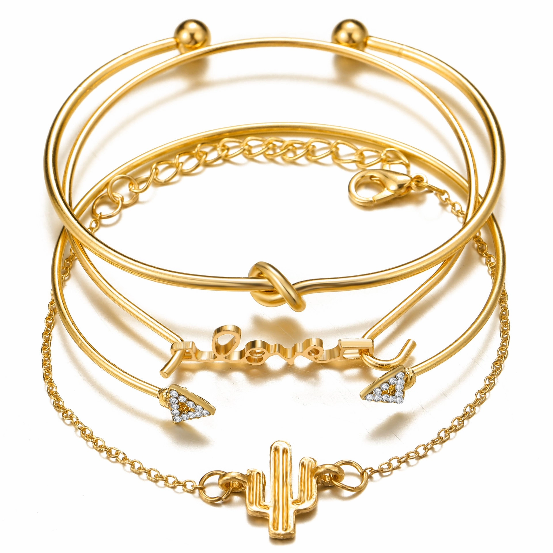 Wholesale Hollow Petals Leaves Alloy Bracelet Set of Four