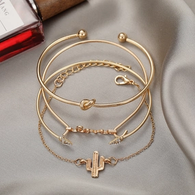 Wholesale Hollow Petals Leaves Alloy Bracelet Set of Four