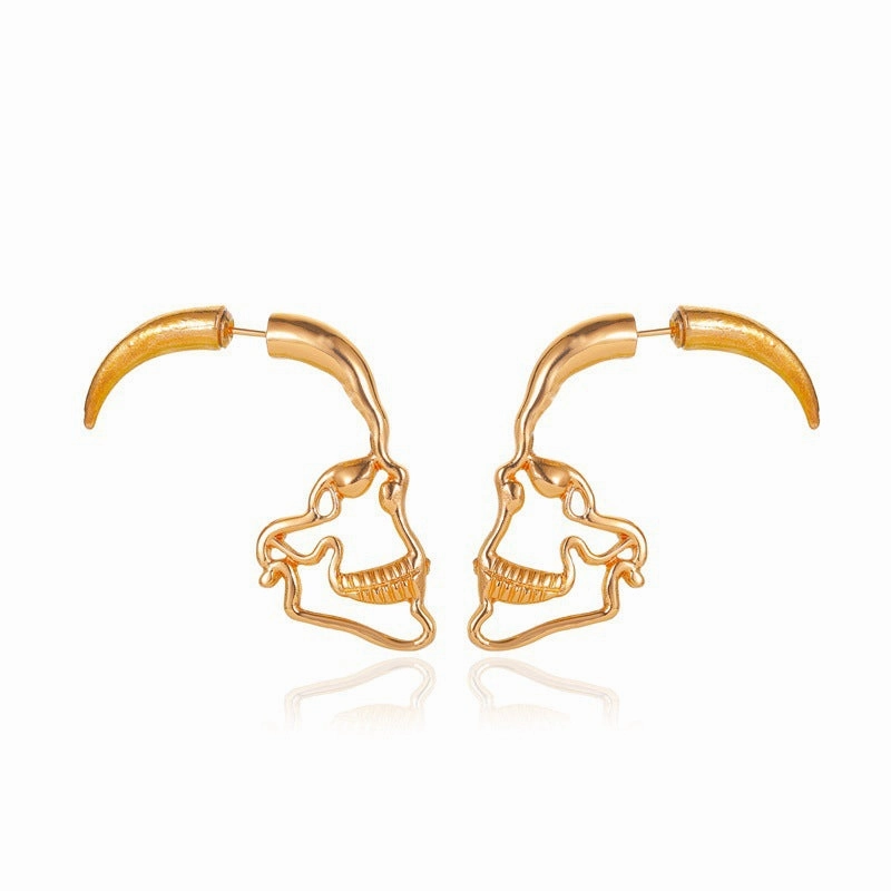 Wholesale Hollow Piercing Human Face Punk Style Earrings