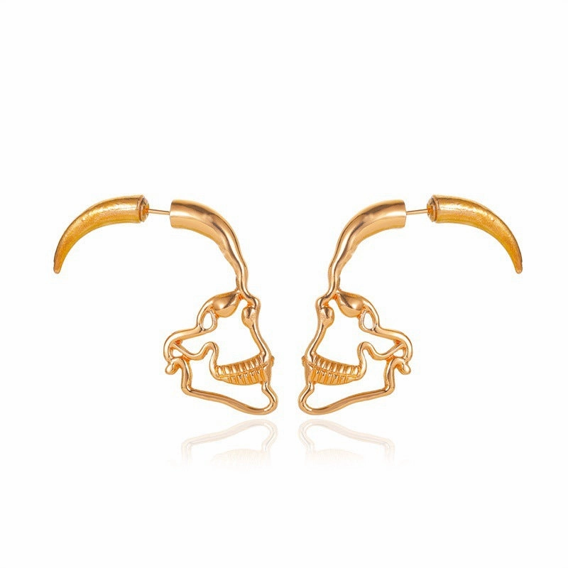 Wholesale Hollow Piercing Human Face Punk Style Earrings