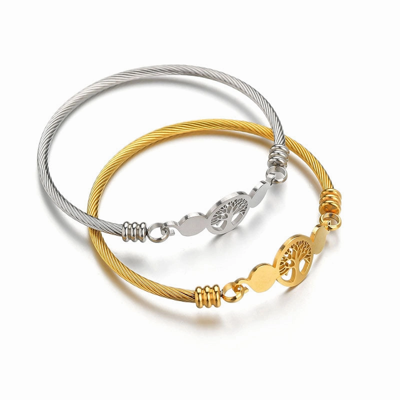Wholesale Hollow Tree of Life Circle Open Bracelet