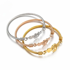 Wholesale Hollow Tree of Life Circle Open Bracelet